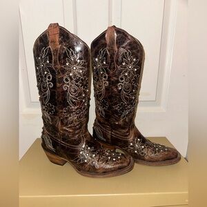 Corral Cowgirl Cowboy Rodeo Boots 8.5 Bedazzled Rhinestones